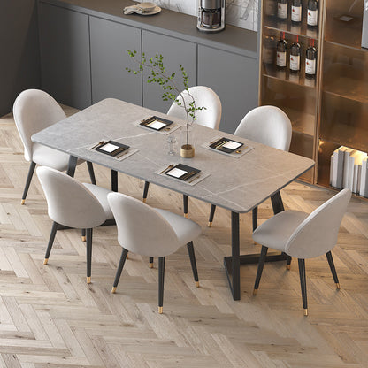 Sintered Stone Dining Table Modern Dining Table with Black Frame Gray 47.2"L x 23.6"W x 29.5"H Without Chairs Clearhalo ' dining_table' 'Dining Tables & Seating' 'Dining Tables' 'furn' 'furn_dining_table' 'Furniture' 'furniture_dining_table' 'Kitchen & Dining Furniture' 'kitchen&dining_furn' 'kitchen' 'kitchen_dining_table' 4576901