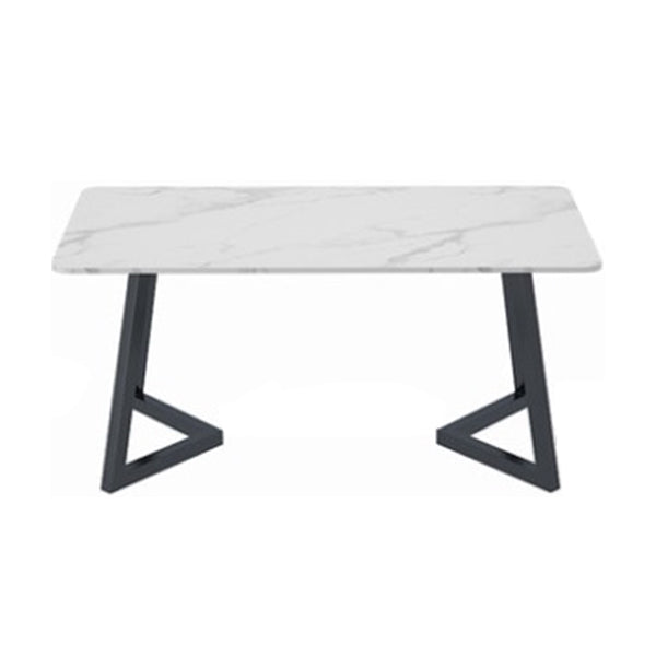 Sintered Stone Dining Table Modern Dining Table with Black Frame White Without Chairs Clearhalo ' dining_table' 'Dining Tables & Seating' 'Dining Tables' 'furn' 'furn_dining_table' 'Furniture' 'furniture_dining_table' 'Kitchen & Dining Furniture' 'kitchen&dining_furn' 'kitchen' 'kitchen_dining_table' 4576902