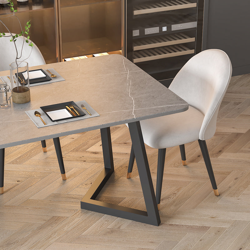 Sintered Stone Dining Table Modern Dining Table with Black Frame Clearhalo ' dining_table' 'Dining Tables & Seating' 'Dining Tables' 'furn' 'furn_dining_table' 'Furniture' 'furniture_dining_table' 'Kitchen & Dining Furniture' 'kitchen&dining_furn' 'kitchen' 'kitchen_dining_table' 4576903
