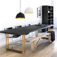 Rectangle Double Pedestal Dining Table Luxury Solid Wood Fixed Table Black 70.9"L x 31.5"W x 29.5"H Without Chairs Clearhalo ' dining_table' 'Dining Tables & Seating' 'Dining Tables' 'furn' 'furn_dining_table' 'Furniture' 'furniture_dining_table' 'Kitchen & Dining Furniture' 'kitchen&dining_furn' 'kitchen' 'kitchen_dining_table' 4576944