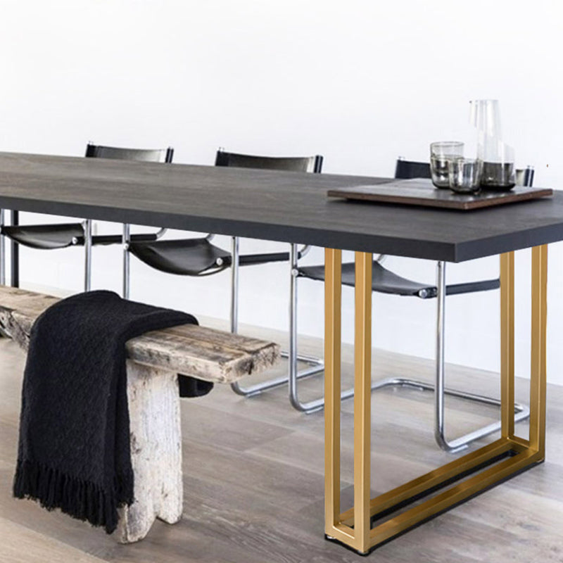 Rectangle Double Pedestal Dining Table Luxury Solid Wood Fixed Table Clearhalo ' dining_table' 'Dining Tables & Seating' 'Dining Tables' 'furn' 'furn_dining_table' 'Furniture' 'furniture_dining_table' 'Kitchen & Dining Furniture' 'kitchen&dining_furn' 'kitchen' 'kitchen_dining_table' 4576945