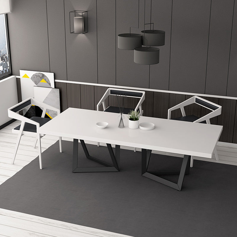 Rectangle Double Pedestal Luxury Style Dining Table Fixed Table with Solid Wood Black Without Chairs Clearhalo ' dining_table' 'Dining Tables & Seating' 'Dining Tables' 'furn' 'furn_dining_table' 'Furniture' 'furniture_dining_table' 'Kitchen & Dining Furniture' 'kitchen&dining_furn' 'kitchen' 'kitchen_dining_table' 4576959