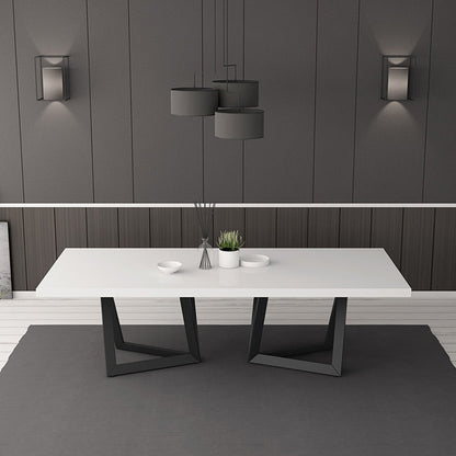 Rectangle Double Pedestal Luxury Style Dining Table Fixed Table with Solid Wood Black 55.1"L x 27.6"W x 29.5"H Without Chairs Clearhalo ' dining_table' 'Dining Tables & Seating' 'Dining Tables' 'furn' 'furn_dining_table' 'Furniture' 'furniture_dining_table' 'Kitchen & Dining Furniture' 'kitchen&dining_furn' 'kitchen' 'kitchen_dining_table' 4576962