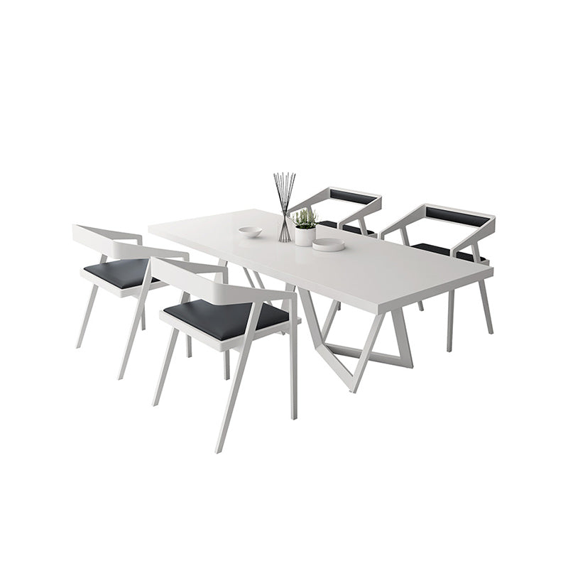 Rectangle Double Pedestal Luxury Style Dining Table Fixed Table with Solid Wood White Without Chairs Clearhalo ' dining_table' 'Dining Tables & Seating' 'Dining Tables' 'furn' 'furn_dining_table' 'Furniture' 'furniture_dining_table' 'Kitchen & Dining Furniture' 'kitchen&dining_furn' 'kitchen' 'kitchen_dining_table' 4576963