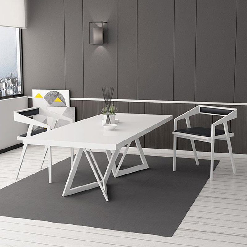 Rectangle Double Pedestal Luxury Style Dining Table Fixed Table with Solid Wood Clearhalo ' dining_table' 'Dining Tables & Seating' 'Dining Tables' 'furn' 'furn_dining_table' 'Furniture' 'furniture_dining_table' 'Kitchen & Dining Furniture' 'kitchen&dining_furn' 'kitchen' 'kitchen_dining_table' 4576965