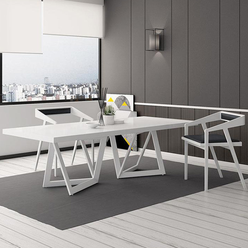 Rectangle Double Pedestal Luxury Style Dining Table Fixed Table with Solid Wood Clearhalo ' dining_table' 'Dining Tables & Seating' 'Dining Tables' 'furn' 'furn_dining_table' 'Furniture' 'furniture_dining_table' 'Kitchen & Dining Furniture' 'kitchen&dining_furn' 'kitchen' 'kitchen_dining_table' 4576966