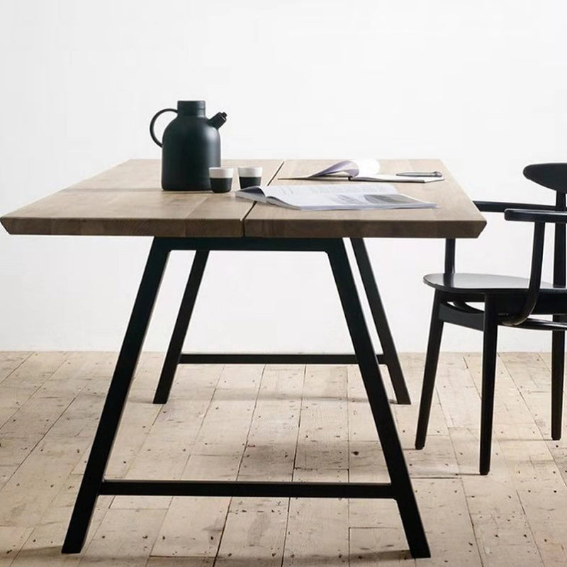 Rectangle Double Pedestal Glam Dining Table Solid Wood Fixed Table Black 63"L x 31.5"W x 29.5"H Without Chairs Clearhalo ' dining_table' 'Dining Tables & Seating' 'Dining Tables' 'furn' 'furn_dining_table' 'Furniture' 'furniture_dining_table' 'Kitchen & Dining Furniture' 'kitchen&dining_furn' 'kitchen' 'kitchen_dining_table' 4576974