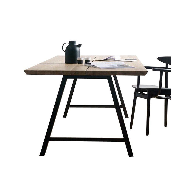 Rectangle Double Pedestal Glam Dining Table Solid Wood Fixed Table Black Without Chairs Clearhalo ' dining_table' 'Dining Tables & Seating' 'Dining Tables' 'furn' 'furn_dining_table' 'Furniture' 'furniture_dining_table' 'Kitchen & Dining Furniture' 'kitchen&dining_furn' 'kitchen' 'kitchen_dining_table' 4576975