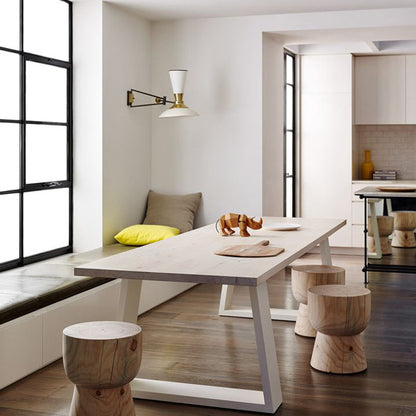 Rectangle Dining Table Pine Solid Wood Table Luxury with Double Pedestal Base White Without Chairs Clearhalo ' dining_table' 'Dining Tables & Seating' 'Dining Tables' 'furn' 'furn_dining_table' 'Furniture' 'furniture_dining_table' 'Kitchen & Dining Furniture' 'kitchen&dining_furn' 'kitchen' 'kitchen_dining_table' 4577010