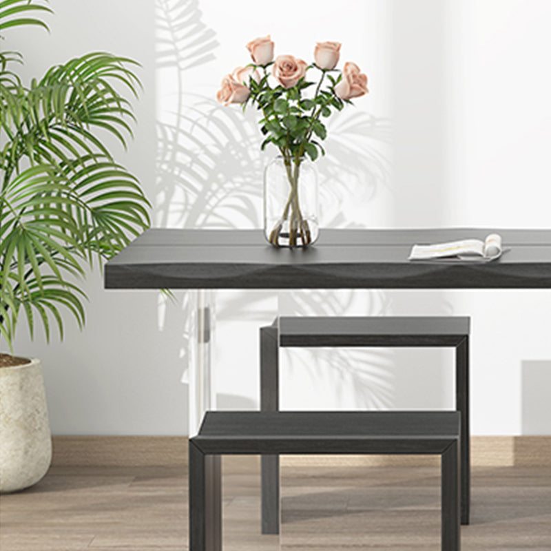 Luxury Wood Table for Restaurant Rectangle Dining Table with Acrylic Double Pedestal Base Clearhalo ' dining_table' 'Dining Tables & Seating' 'Dining Tables' 'furn' 'furn_dining_table' 'Furniture' 'furniture_dining_table' 'Kitchen & Dining Furniture' 'kitchen&dining_furn' 'kitchen' 'kitchen_dining_table' 4577053