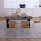 Sintered Stone Dining Table Luxury Double Pedestal Table for Dining Room Oval Black 47.2"L x 23.6"W x 29.5"H Clearhalo ' dining_table' 'Dining Tables & Seating' 'Dining Tables' 'furn' 'furn_dining_table' 'Furniture' 'furniture_dining_table' 'Kitchen & Dining Furniture' 'kitchen&dining_furn' 'kitchen' 'kitchen_dining_table' 4577063