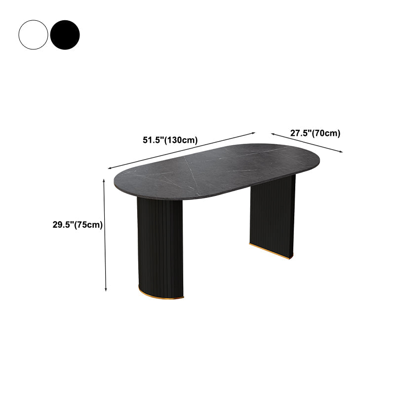 Sintered Stone Dining Table Luxury Double Pedestal Table for Dining Room Clearhalo ' dining_table' 'Dining Tables & Seating' 'Dining Tables' 'furn' 'furn_dining_table' 'Furniture' 'furniture_dining_table' 'Kitchen & Dining Furniture' 'kitchen&dining_furn' 'kitchen' 'kitchen_dining_table' 4577074