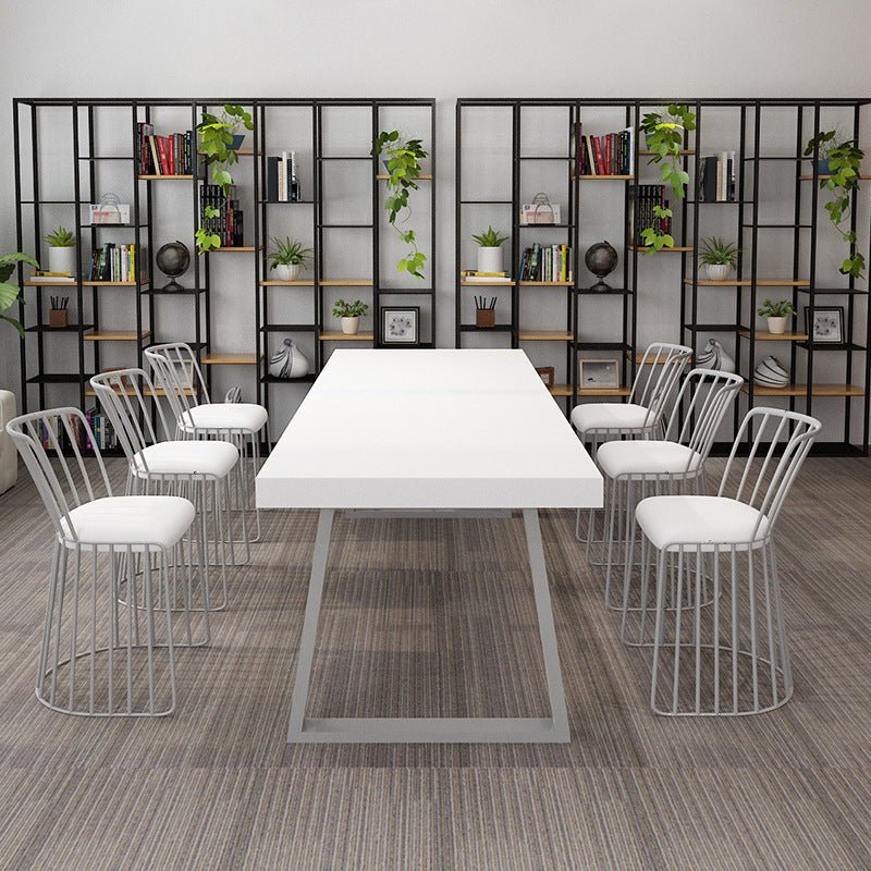 Industrial Style Pine Solid Wood Dining Table Sled Base Dining Room Collection White Without Chairs Clearhalo ' dining_table' 'Dining Tables & Seating' 'Dining Tables' 'furn' 'furn_dining_table' 'Furniture' 'furniture_dining_table' 'Kitchen & Dining Furniture' 'kitchen&dining_furn' 'kitchen' 'kitchen_dining_table' 4577123
