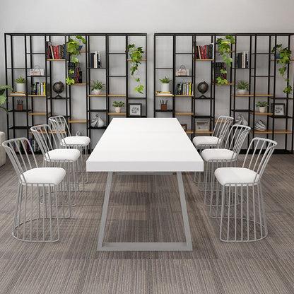 Industrial Style Pine Solid Wood Dining Table Sled Base Dining Room Collection White Without Chairs Clearhalo ' dining_table' 'Dining Tables & Seating' 'Dining Tables' 'furn' 'furn_dining_table' 'Furniture' 'furniture_dining_table' 'Kitchen & Dining Furniture' 'kitchen&dining_furn' 'kitchen' 'kitchen_dining_table' 4577123