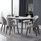 Metal Contemporary Rectangular Dining Table Sintered Stone Top Table with Black Legs White Without Chairs Clearhalo ' dining_table' 'Dining Tables & Seating' 'Dining Tables' 'furn' 'furn_dining_table' 'Furniture' 'furniture_dining_table' 'Kitchen & Dining Furniture' 'kitchen&dining_furn' 'kitchen' 'kitchen_dining_table' 4577140
