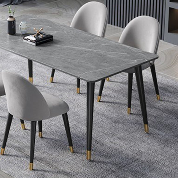 Metal Contemporary Rectangular Dining Table Sintered Stone Top Table with Black Legs Clearhalo ' dining_table' 'Dining Tables & Seating' 'Dining Tables' 'furn' 'furn_dining_table' 'Furniture' 'furniture_dining_table' 'Kitchen & Dining Furniture' 'kitchen&dining_furn' 'kitchen' 'kitchen_dining_table' 4577144