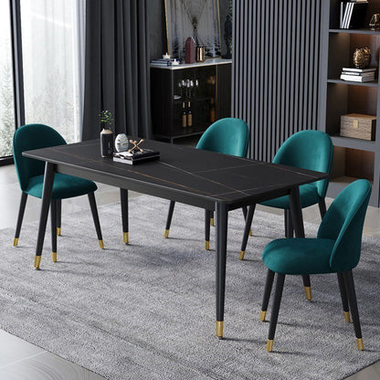 Metal Contemporary Rectangular Dining Table Sintered Stone Top Table with Black Legs Black Without Chairs Clearhalo ' dining_table' 'Dining Tables & Seating' 'Dining Tables' 'furn' 'furn_dining_table' 'Furniture' 'furniture_dining_table' 'Kitchen & Dining Furniture' 'kitchen&dining_furn' 'kitchen' 'kitchen_dining_table' 4577145