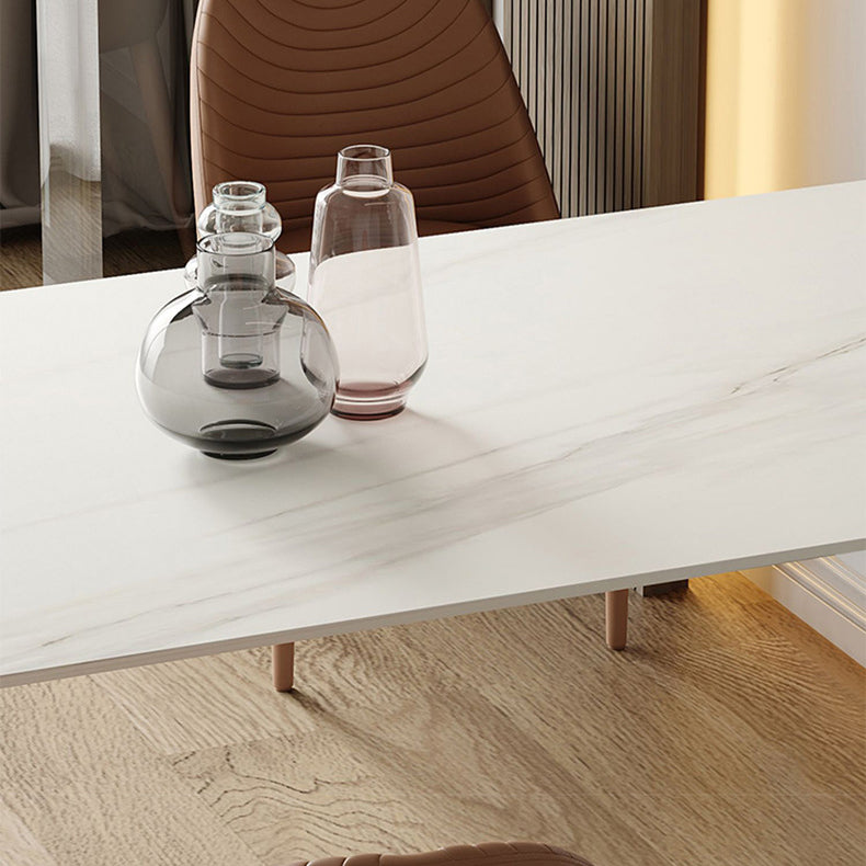 White Stone Top Dining Table Modern Dining Table with Sled Base Clearhalo ' dining_table' 'Dining Tables & Seating' 'Dining Tables' 'furn' 'furn_dining_table' 'Furniture' 'furniture_dining_table' 'Kitchen & Dining Furniture' 'kitchen&dining_furn' 'kitchen' 'kitchen_dining_table' 4577160