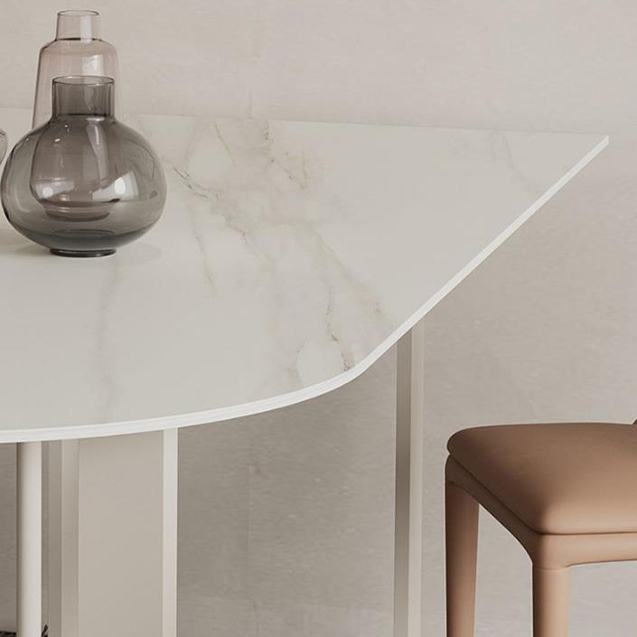 White Stone Top Dining Table Modern Dining Table with Sled Base Clearhalo ' dining_table' 'Dining Tables & Seating' 'Dining Tables' 'furn' 'furn_dining_table' 'Furniture' 'furniture_dining_table' 'Kitchen & Dining Furniture' 'kitchen&dining_furn' 'kitchen' 'kitchen_dining_table' 4577162