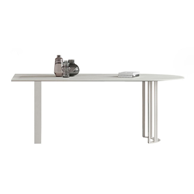 White Stone Top Dining Table Modern Dining Table with Sled Base Clearhalo ' dining_table' 'Dining Tables & Seating' 'Dining Tables' 'furn' 'furn_dining_table' 'Furniture' 'furniture_dining_table' 'Kitchen & Dining Furniture' 'kitchen&dining_furn' 'kitchen' 'kitchen_dining_table' 4577164