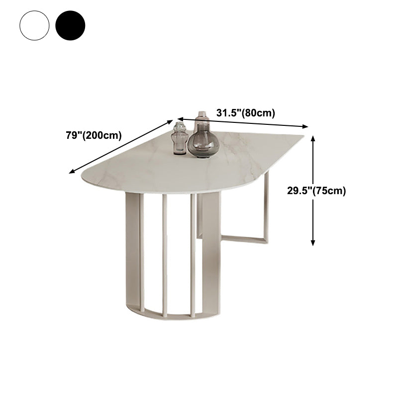 White Stone Top Dining Table Modern Dining Table with Sled Base Clearhalo ' dining_table' 'Dining Tables & Seating' 'Dining Tables' 'furn' 'furn_dining_table' 'Furniture' 'furniture_dining_table' 'Kitchen & Dining Furniture' 'kitchen&dining_furn' 'kitchen' 'kitchen_dining_table' 4577172