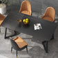 Industrial Style Stone Dining Table Double Pedestal Dining Room Collection Black 55.1"L x 31.5"W x 29.5"H Without Chairs Clearhalo ' dining_table' 'Dining Tables & Seating' 'Dining Tables' 'furn' 'furn_dining_table' 'Furniture' 'furniture_dining_table' 'Kitchen & Dining Furniture' 'kitchen&dining_furn' 'kitchen' 'kitchen_dining_table' 4577173