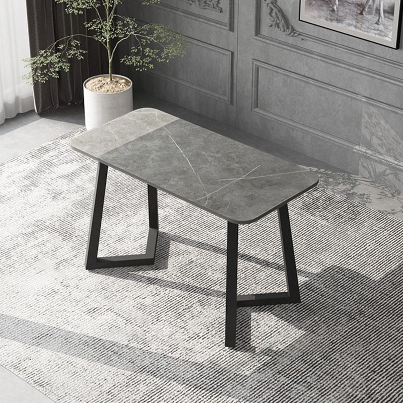 Industrial Style Stone Dining Table Double Pedestal Dining Room Collection Gray Without Chairs Clearhalo ' dining_table' 'Dining Tables & Seating' 'Dining Tables' 'furn' 'furn_dining_table' 'Furniture' 'furniture_dining_table' 'Kitchen & Dining Furniture' 'kitchen&dining_furn' 'kitchen' 'kitchen_dining_table' 4577176