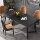 Industrial Style Stone Dining Table Double Pedestal Dining Room Collection Black 47.2"L x 23.6"W x 29.5"H Without Chairs Clearhalo ' dining_table' 'Dining Tables & Seating' 'Dining Tables' 'furn' 'furn_dining_table' 'Furniture' 'furniture_dining_table' 'Kitchen & Dining Furniture' 'kitchen&dining_furn' 'kitchen' 'kitchen_dining_table' 4577178