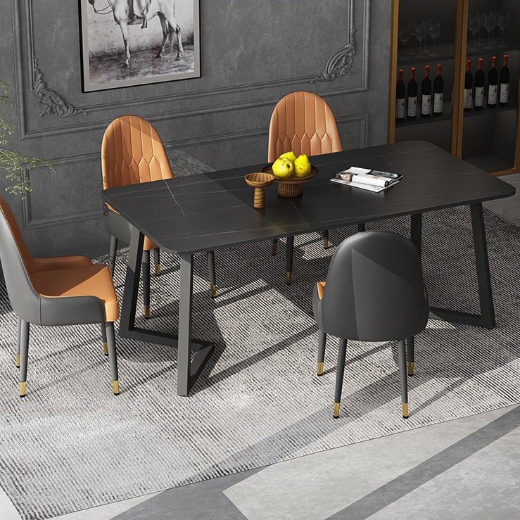 Industrial Style Stone Dining Table Double Pedestal Dining Room Collection Clearhalo ' dining_table' 'Dining Tables & Seating' 'Dining Tables' 'furn' 'furn_dining_table' 'Furniture' 'furniture_dining_table' 'Kitchen & Dining Furniture' 'kitchen&dining_furn' 'kitchen' 'kitchen_dining_table' 4577184