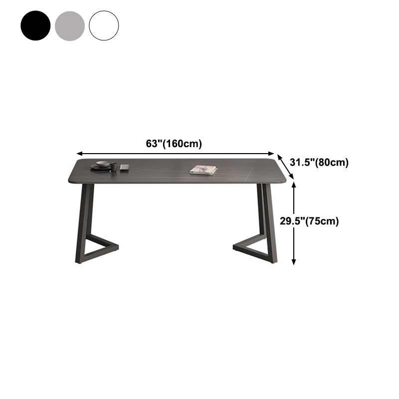 Industrial Style Stone Dining Table Double Pedestal Dining Room Collection Clearhalo ' dining_table' 'Dining Tables & Seating' 'Dining Tables' 'furn' 'furn_dining_table' 'Furniture' 'furniture_dining_table' 'Kitchen & Dining Furniture' 'kitchen&dining_furn' 'kitchen' 'kitchen_dining_table' 4577190