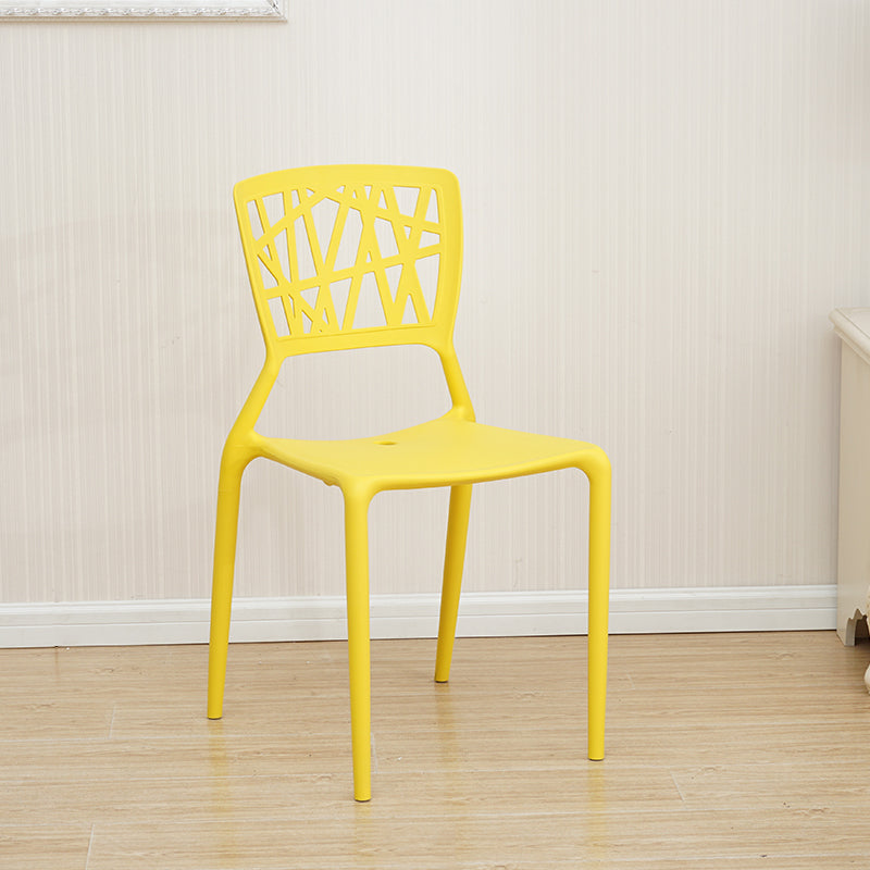 Contemporary Open Back Chair Plastic Stackable Dining Armless Side Chair Yellow 1 Piece Clearhalo ' kitchen&dining_furn' 'Dining Chairs' 'Dining Tables & Seating' 'dining_chair' 'furn' 'furn_dining_chair' 'Furniture' 'furniture_dining_chair' 'Kitchen & Dining Furniture' 'kitchen' 4577210