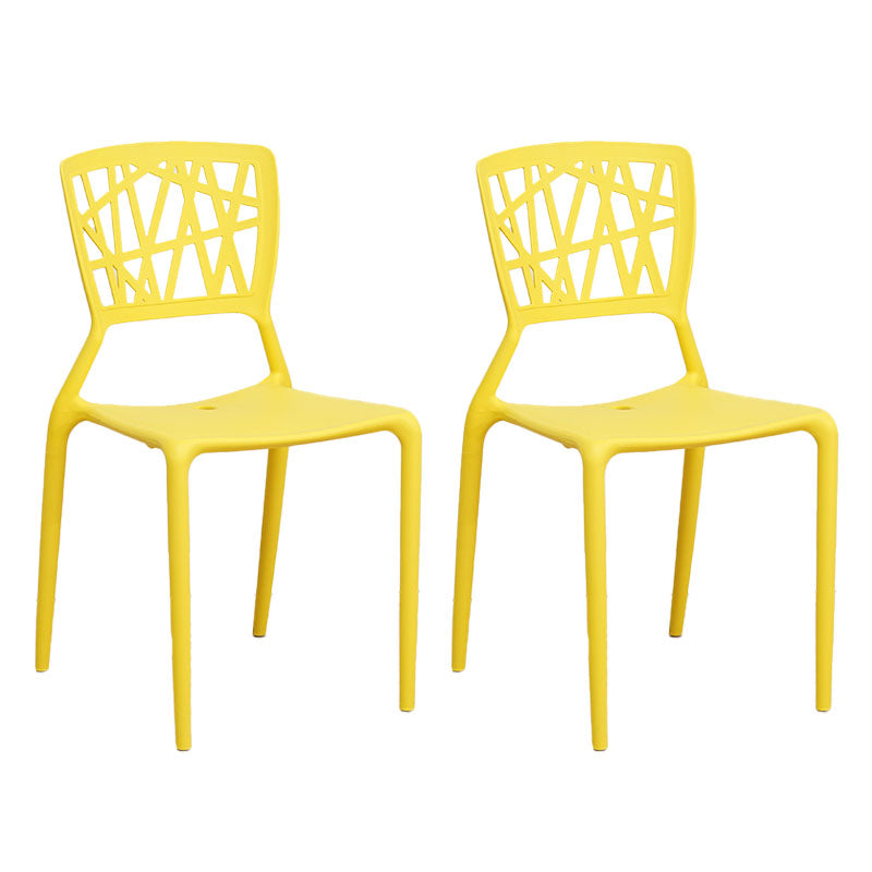 Contemporary Open Back Chair Plastic Stackable Dining Armless Side Chair Yellow 2 Piece Set Clearhalo ' kitchen&dining_furn' 'Dining Chairs' 'Dining Tables & Seating' 'dining_chair' 'furn' 'furn_dining_chair' 'Furniture' 'furniture_dining_chair' 'Kitchen & Dining Furniture' 'kitchen' 4577212