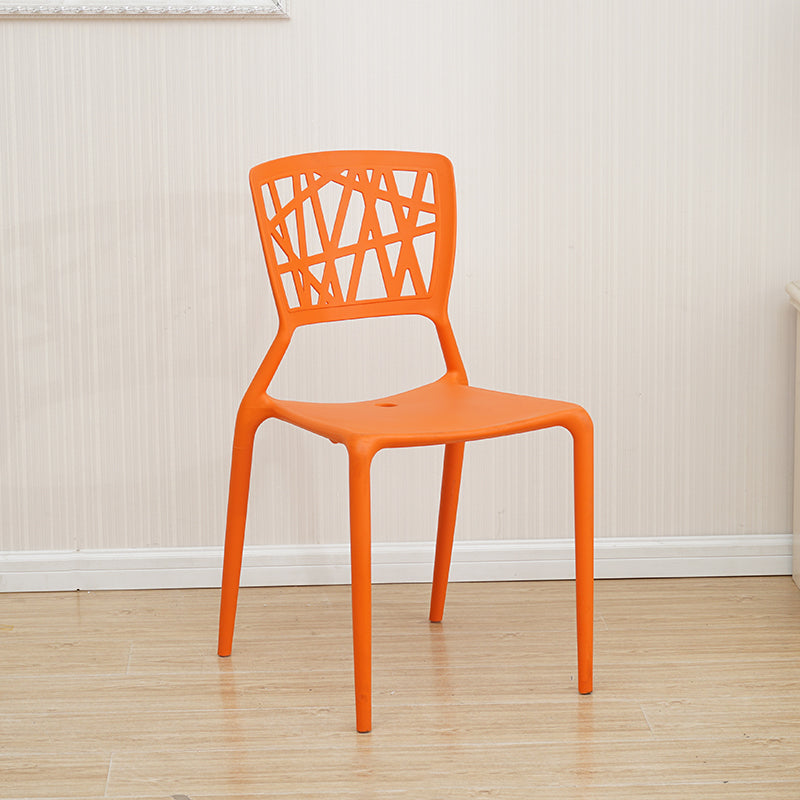 Contemporary Open Back Chair Plastic Stackable Dining Armless Side Chair Orange 1 Piece Clearhalo ' kitchen&dining_furn' 'Dining Chairs' 'Dining Tables & Seating' 'dining_chair' 'furn' 'furn_dining_chair' 'Furniture' 'furniture_dining_chair' 'Kitchen & Dining Furniture' 'kitchen' 4577215