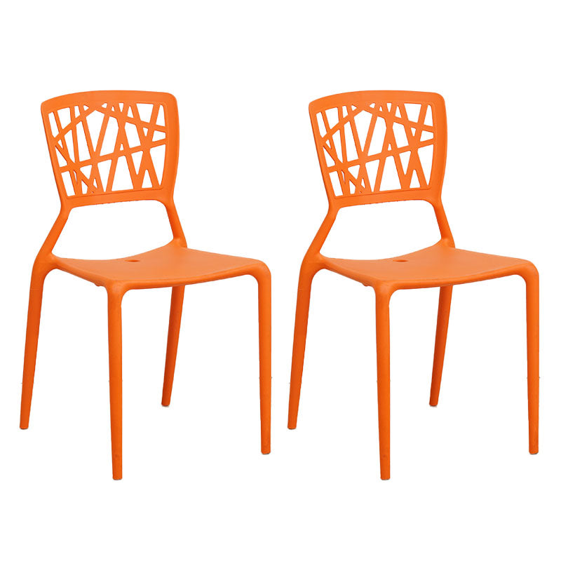 Contemporary Open Back Chair Plastic Stackable Dining Armless Side Chair Orange 2 Piece Set Clearhalo ' kitchen&dining_furn' 'Dining Chairs' 'Dining Tables & Seating' 'dining_chair' 'furn' 'furn_dining_chair' 'Furniture' 'furniture_dining_chair' 'Kitchen & Dining Furniture' 'kitchen' 4577217