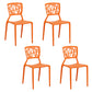 Contemporary Open Back Chair Plastic Stackable Dining Armless Side Chair Orange 4 Piece Set Clearhalo ' kitchen&dining_furn' 'Dining Chairs' 'Dining Tables & Seating' 'dining_chair' 'furn' 'furn_dining_chair' 'Furniture' 'furniture_dining_chair' 'Kitchen & Dining Furniture' 'kitchen' 4577219
