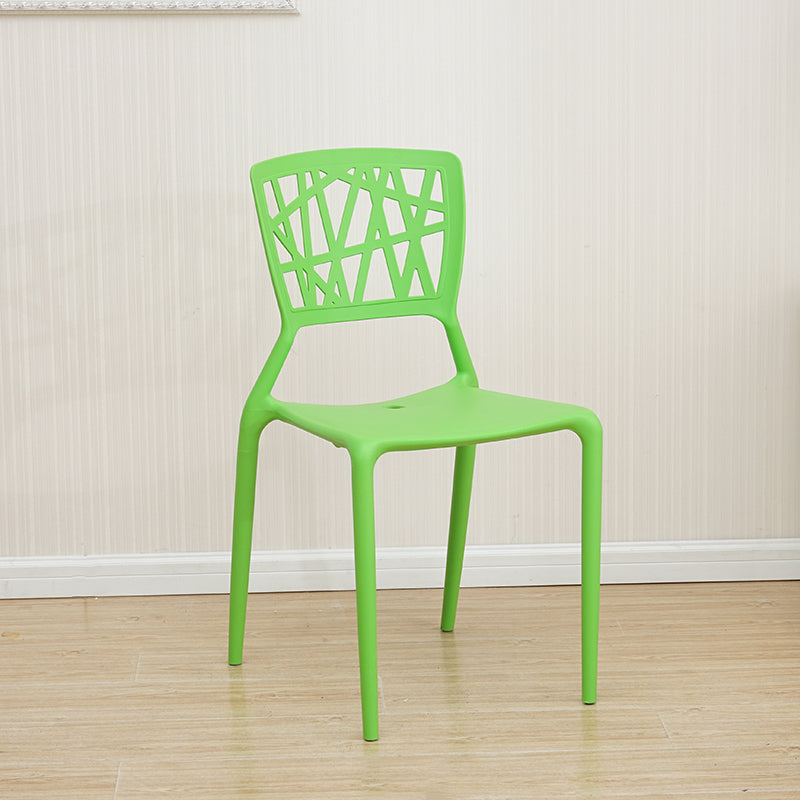 Contemporary Open Back Chair Plastic Stackable Dining Armless Side Chair Green 1 Piece Clearhalo ' kitchen&dining_furn' 'Dining Chairs' 'Dining Tables & Seating' 'dining_chair' 'furn' 'furn_dining_chair' 'Furniture' 'furniture_dining_chair' 'Kitchen & Dining Furniture' 'kitchen' 4577221