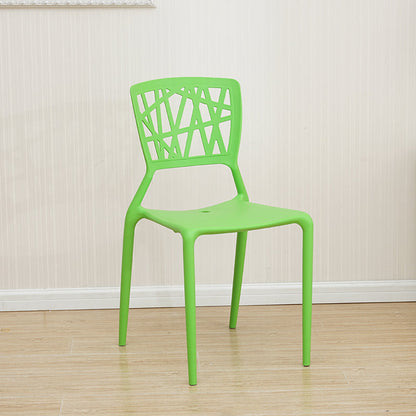 Contemporary Open Back Chair Plastic Stackable Dining Armless Side Chair Green 1 Piece Clearhalo ' kitchen&dining_furn' 'Dining Chairs' 'Dining Tables & Seating' 'dining_chair' 'furn' 'furn_dining_chair' 'Furniture' 'furniture_dining_chair' 'Kitchen & Dining Furniture' 'kitchen' 4577221