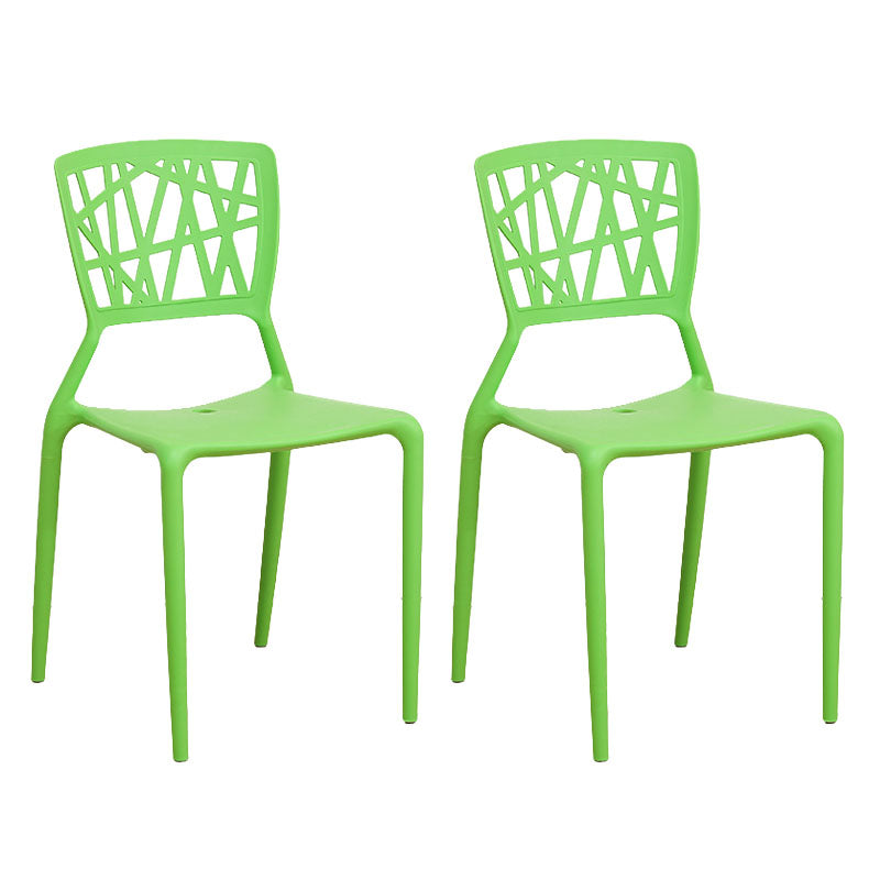 Contemporary Open Back Chair Plastic Stackable Dining Armless Side Chair Green 2 Piece Set Clearhalo ' kitchen&dining_furn' 'Dining Chairs' 'Dining Tables & Seating' 'dining_chair' 'furn' 'furn_dining_chair' 'Furniture' 'furniture_dining_chair' 'Kitchen & Dining Furniture' 'kitchen' 4577223