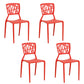 Contemporary Open Back Chair Plastic Stackable Dining Armless Side Chair Red 4 Piece Set Clearhalo ' kitchen&dining_furn' 'Dining Chairs' 'Dining Tables & Seating' 'dining_chair' 'furn' 'furn_dining_chair' 'Furniture' 'furniture_dining_chair' 'Kitchen & Dining Furniture' 'kitchen' 4577231