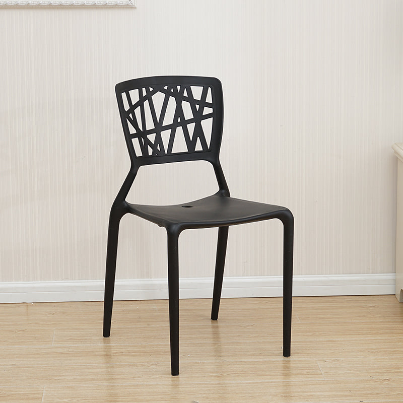 Contemporary Open Back Chair Plastic Stackable Dining Armless Side Chair Black 1 Piece Clearhalo ' kitchen&dining_furn' 'Dining Chairs' 'Dining Tables & Seating' 'dining_chair' 'furn' 'furn_dining_chair' 'Furniture' 'furniture_dining_chair' 'Kitchen & Dining Furniture' 'kitchen' 4577232