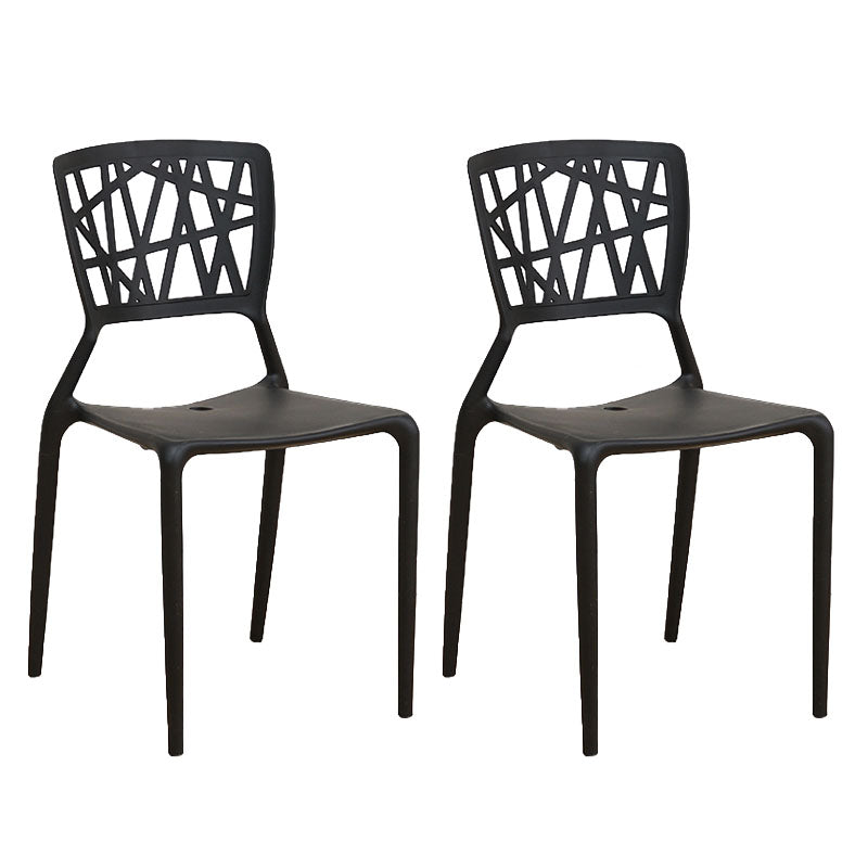 Contemporary Open Back Chair Plastic Stackable Dining Armless Side Chair Black 2 Piece Set Clearhalo ' kitchen&dining_furn' 'Dining Chairs' 'Dining Tables & Seating' 'dining_chair' 'furn' 'furn_dining_chair' 'Furniture' 'furniture_dining_chair' 'Kitchen & Dining Furniture' 'kitchen' 4577233