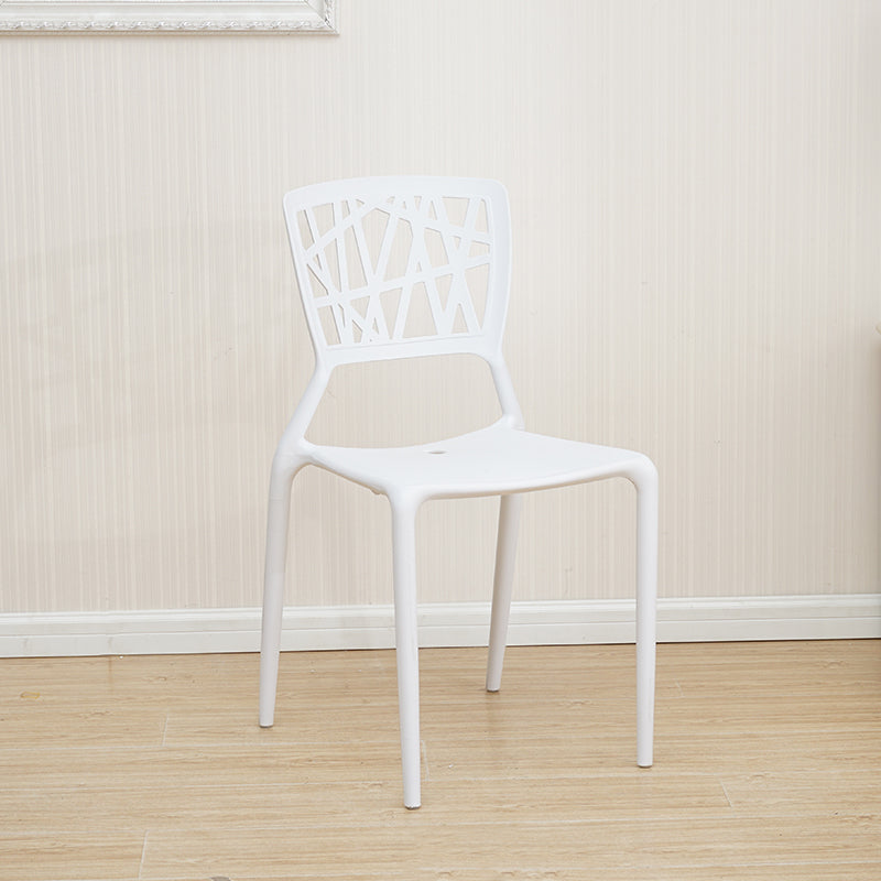 Contemporary Open Back Chair Plastic Stackable Dining Armless Side Chair White 1 Piece Clearhalo ' kitchen&dining_furn' 'Dining Chairs' 'Dining Tables & Seating' 'dining_chair' 'furn' 'furn_dining_chair' 'Furniture' 'furniture_dining_chair' 'Kitchen & Dining Furniture' 'kitchen' 4577235