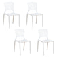 Contemporary Open Back Chair Plastic Stackable Dining Armless Side Chair White 4 Piece Set Clearhalo ' kitchen&dining_furn' 'Dining Chairs' 'Dining Tables & Seating' 'dining_chair' 'furn' 'furn_dining_chair' 'Furniture' 'furniture_dining_chair' 'Kitchen & Dining Furniture' 'kitchen' 4577237