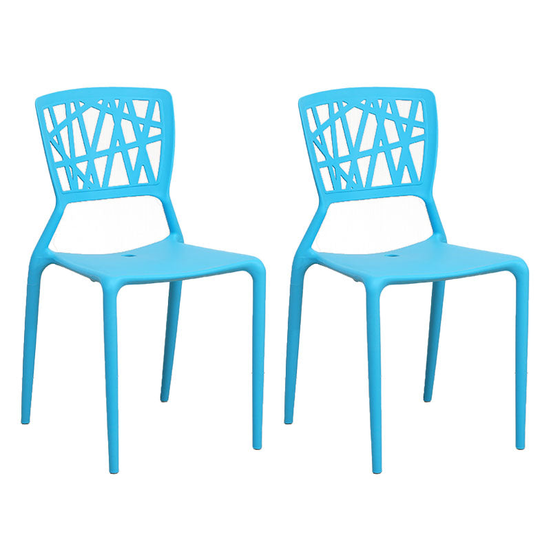 Contemporary Open Back Chair Plastic Stackable Dining Armless Side Chair Blue 2 Piece Set Clearhalo ' kitchen&dining_furn' 'Dining Chairs' 'Dining Tables & Seating' 'dining_chair' 'furn' 'furn_dining_chair' 'Furniture' 'furniture_dining_chair' 'Kitchen & Dining Furniture' 'kitchen' 4577239