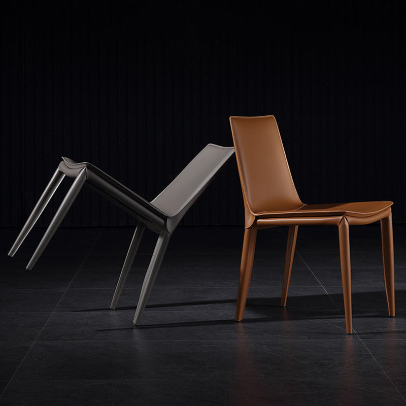 Designer Style Restaurant Leather Side Chair Solid Back Matte Finish Dining Chair Clearhalo ' kitchen&dining_furn' 'Dining Chairs' 'Dining Tables & Seating' 'dining_chair' 'furn' 'furn_dining_chair' 'Furniture' 'furniture_dining_chair' 'Kitchen & Dining Furniture' 'kitchen' 4577242