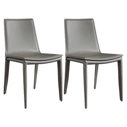 Designer Style Restaurant Leather Side Chair Solid Back Matte Finish Dining Chair Grey 2 Piece Set Clearhalo ' kitchen&dining_furn' 'Dining Chairs' 'Dining Tables & Seating' 'dining_chair' 'furn' 'furn_dining_chair' 'Furniture' 'furniture_dining_chair' 'Kitchen & Dining Furniture' 'kitchen' 4577244