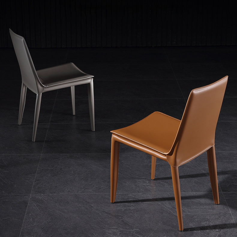 Designer Style Restaurant Leather Side Chair Solid Back Matte Finish Dining Chair Clearhalo ' kitchen&dining_furn' 'Dining Chairs' 'Dining Tables & Seating' 'dining_chair' 'furn' 'furn_dining_chair' 'Furniture' 'furniture_dining_chair' 'Kitchen & Dining Furniture' 'kitchen' 4577247