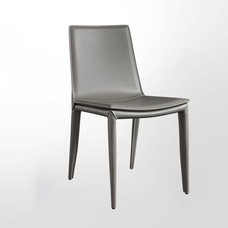 Designer Style Restaurant Leather Side Chair Solid Back Matte Finish Dining Chair Clearhalo ' kitchen&dining_furn' 'Dining Chairs' 'Dining Tables & Seating' 'dining_chair' 'furn' 'furn_dining_chair' 'Furniture' 'furniture_dining_chair' 'Kitchen & Dining Furniture' 'kitchen' 4577251