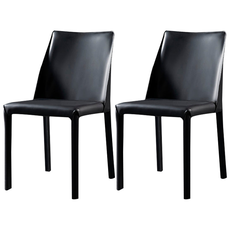 Modern Metal Dining Armless Chair Leather Dining Room Chair for Restaurant Use Black 2 Piece Set Clearhalo ' kitchen&dining_furn' 'Dining Chairs' 'Dining Tables & Seating' 'dining_chair' 'furn' 'furn_dining_chair' 'Furniture' 'furniture_dining_chair' 'Kitchen & Dining Furniture' 'kitchen' 4577260