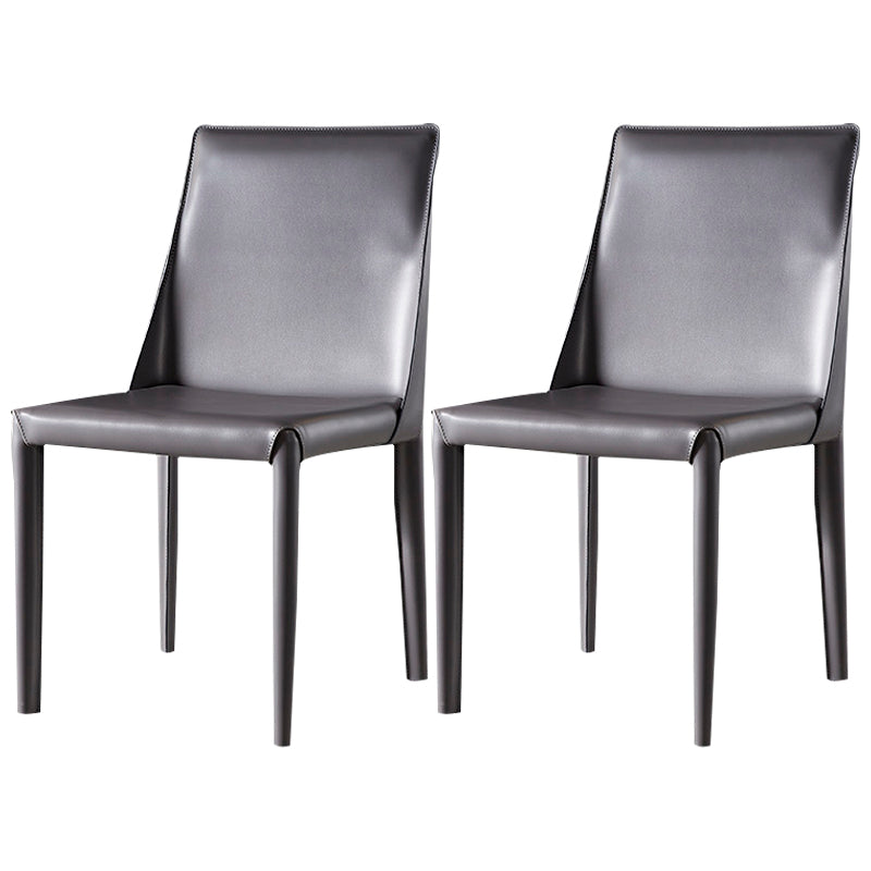 Modern Metal Dining Armless Chair Leather Dining Room Chair for Restaurant Use Grey 2 Piece Set Clearhalo ' kitchen&dining_furn' 'Dining Chairs' 'Dining Tables & Seating' 'dining_chair' 'furn' 'furn_dining_chair' 'Furniture' 'furniture_dining_chair' 'Kitchen & Dining Furniture' 'kitchen' 4577261